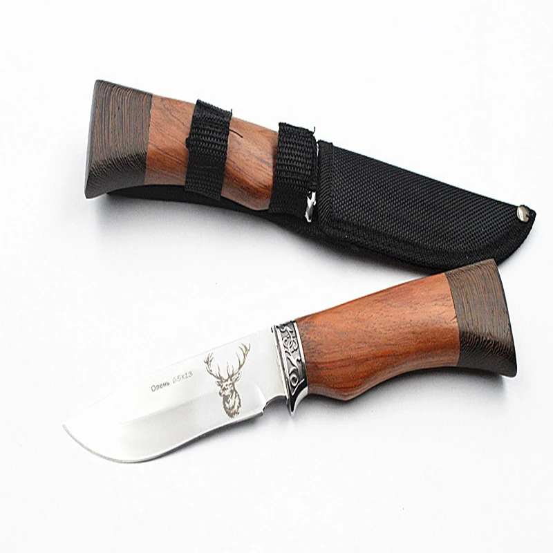 

Outdoor Straight Knife High Hardness Stainless Steel Wooden Handle Tactical Hunting Camping Handmade Fixed Blade EDC Gift Knife
