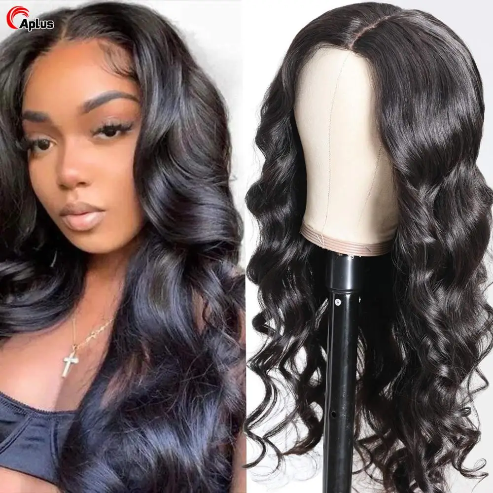Onda do Corpo Perucas de Cabelo Frente do Laço Aplus Frontal Humano Parte Média 13×4 Transparente Natural Remy Cabelo Brasileiro Peruca Bodywave 180%