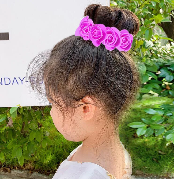 Pfingstrose Rose Blume Gummibänder Haarhalter Krawatte Gummi Stoff Kränze Kronen elastische Kranz Krone Hochzeit Girlande Stirnband – Detail 16