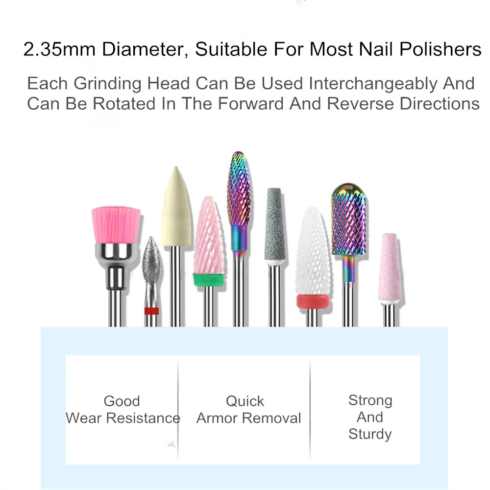 Электрическое сверло для ногтей набор из 7 керамических фрез карбида вольфрама