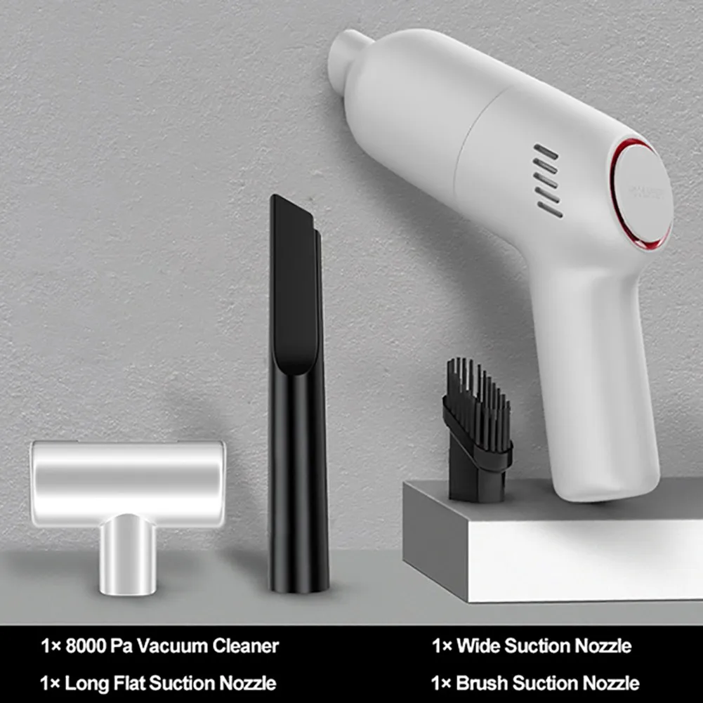 

120W Cordless Car Vacuum Cleaner 9.61*2.83*6.18in Brush Nozzle Flat Nozzle Office Home
