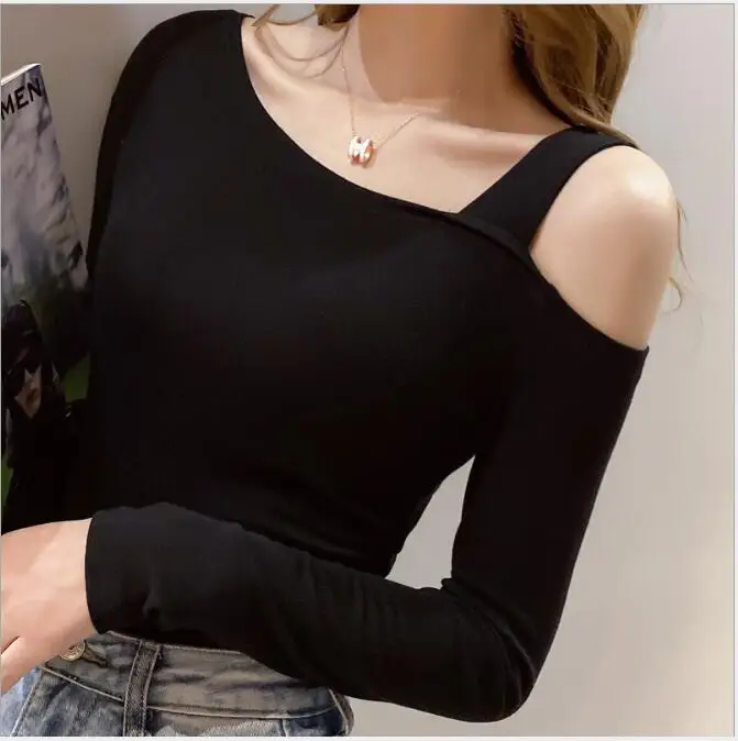 

Модная женская Повседневная футболка весна-осень 2020, базовые топы с круглым вырезом, футболка с длинным рукавом, большие размеры, Blusas roupas ...