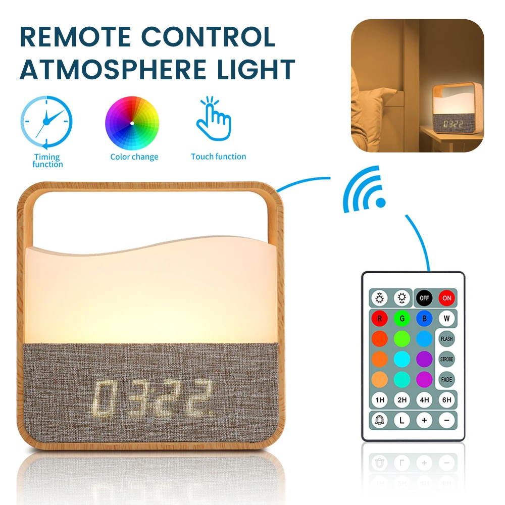 

Wake up Light Alarm Clock With Remote Control 12 Colors Sunrise Alarm Clock for Kid Table Clock Wake Up Light Bedroom Home Decor