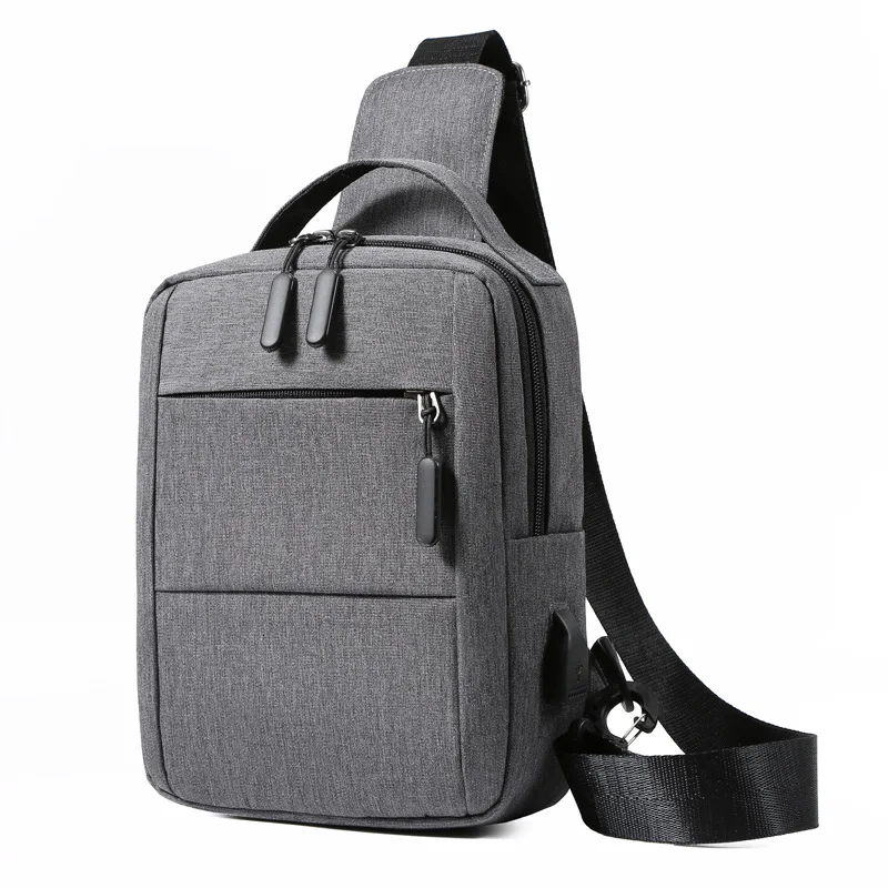

Brand Men's Chest Bag Fashion Male Shoulder Crossbody Bags Polyester Designer Sling Sports Bags for Business 2021 USB Charging