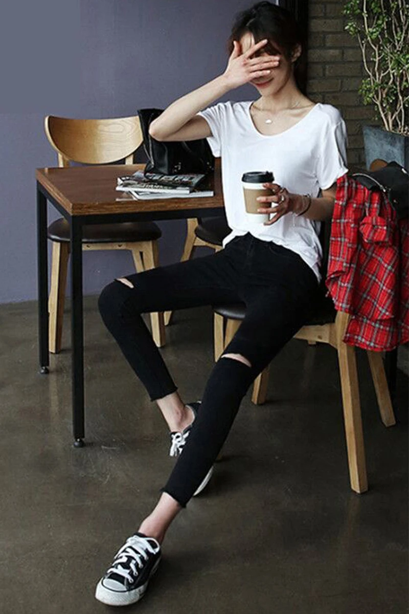 Женские рваные джинсы с эффектом пуш-ап высокой талией | Женская одежда