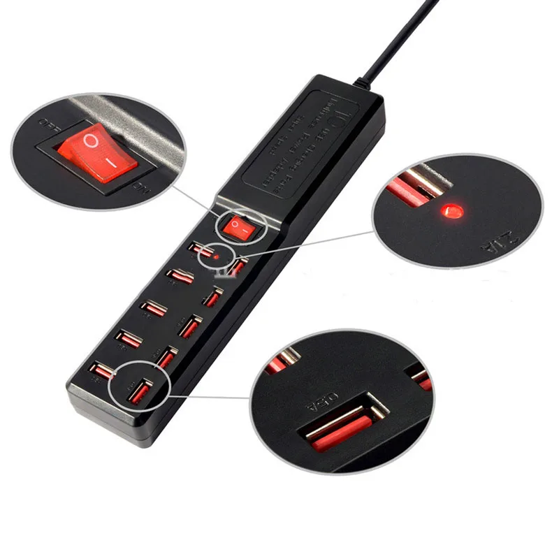 USB концентратор быстрой зарядки 10 портов 6A умная зарядная станция зарядное