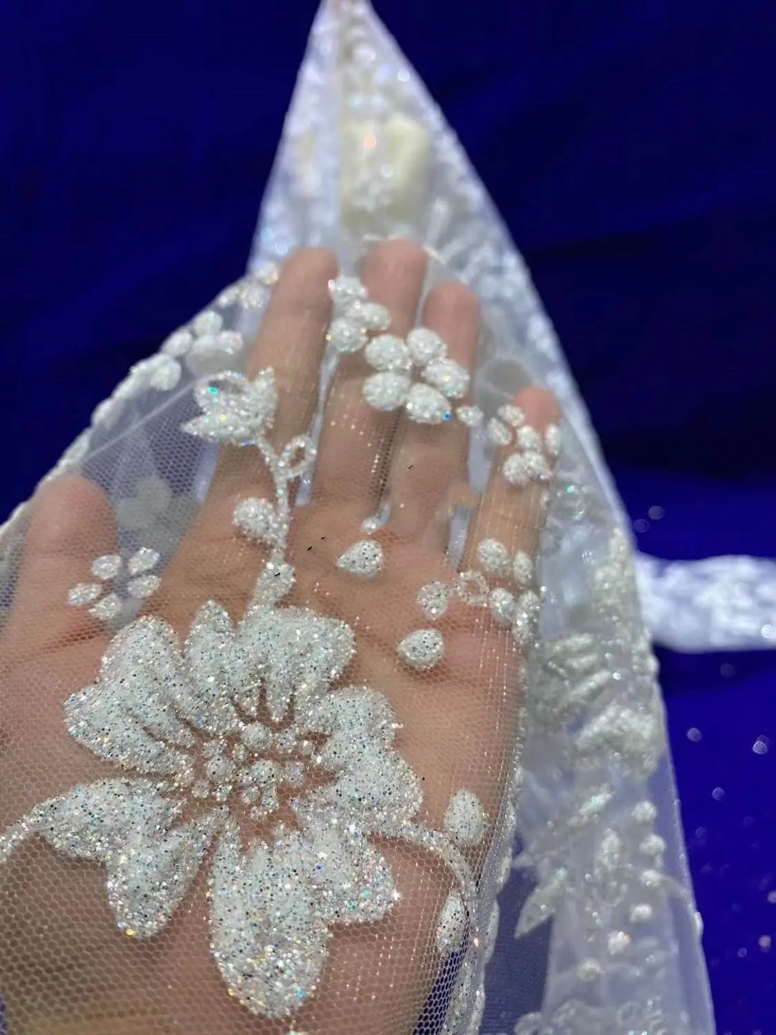 Высокое качество блестящий хлопья плавающий цветок Роза тюль кружева