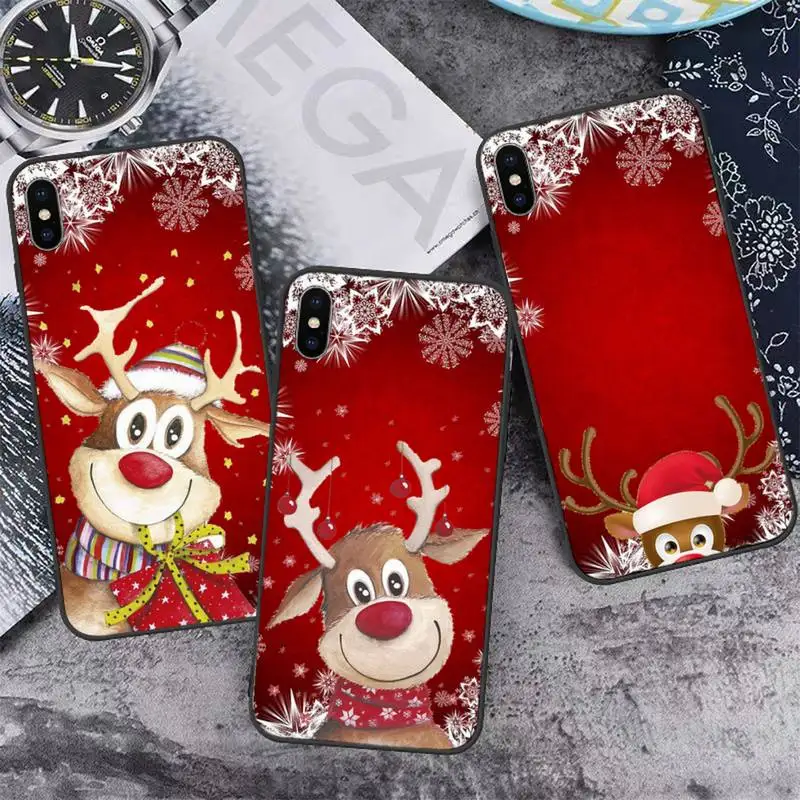 

Christmas New Year Deer Phone Case for iPhone 11 12 13 pro XS MAX 8 7 6 6S Plus X 5S SE 2020 XR mini