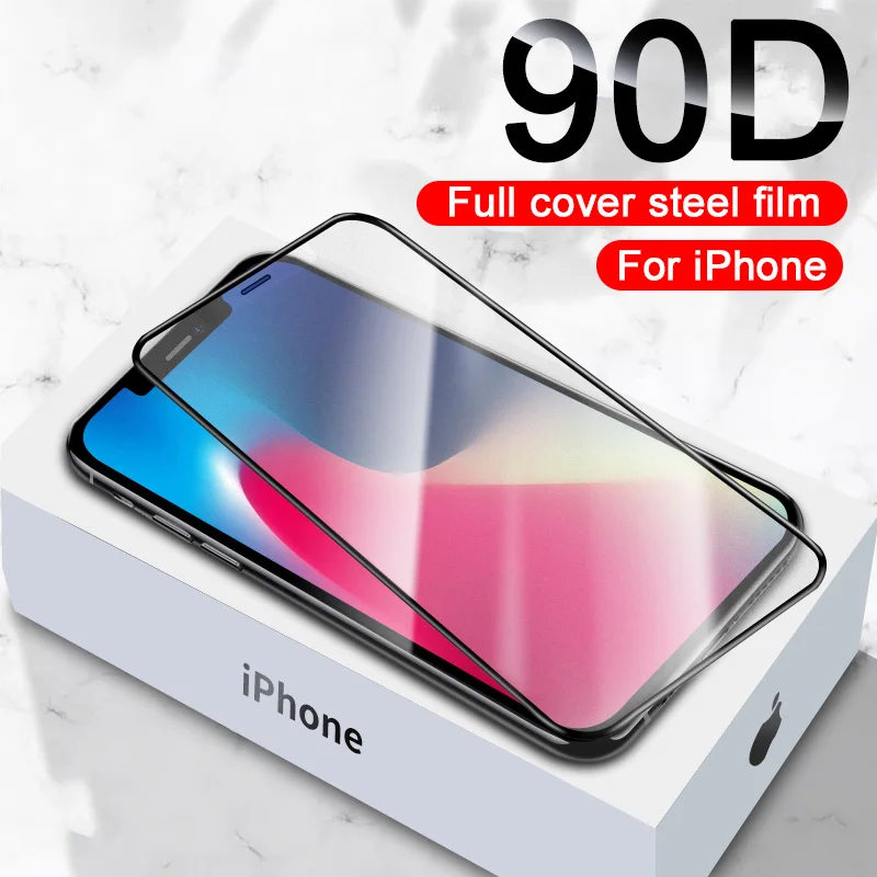 

Изогнутое защитное стекло 90D для iPhone 11 12 13 Pro XS Max X XR, Защита экрана для iPhone 6 7 8 Plus SE 2020, закаленное стекло