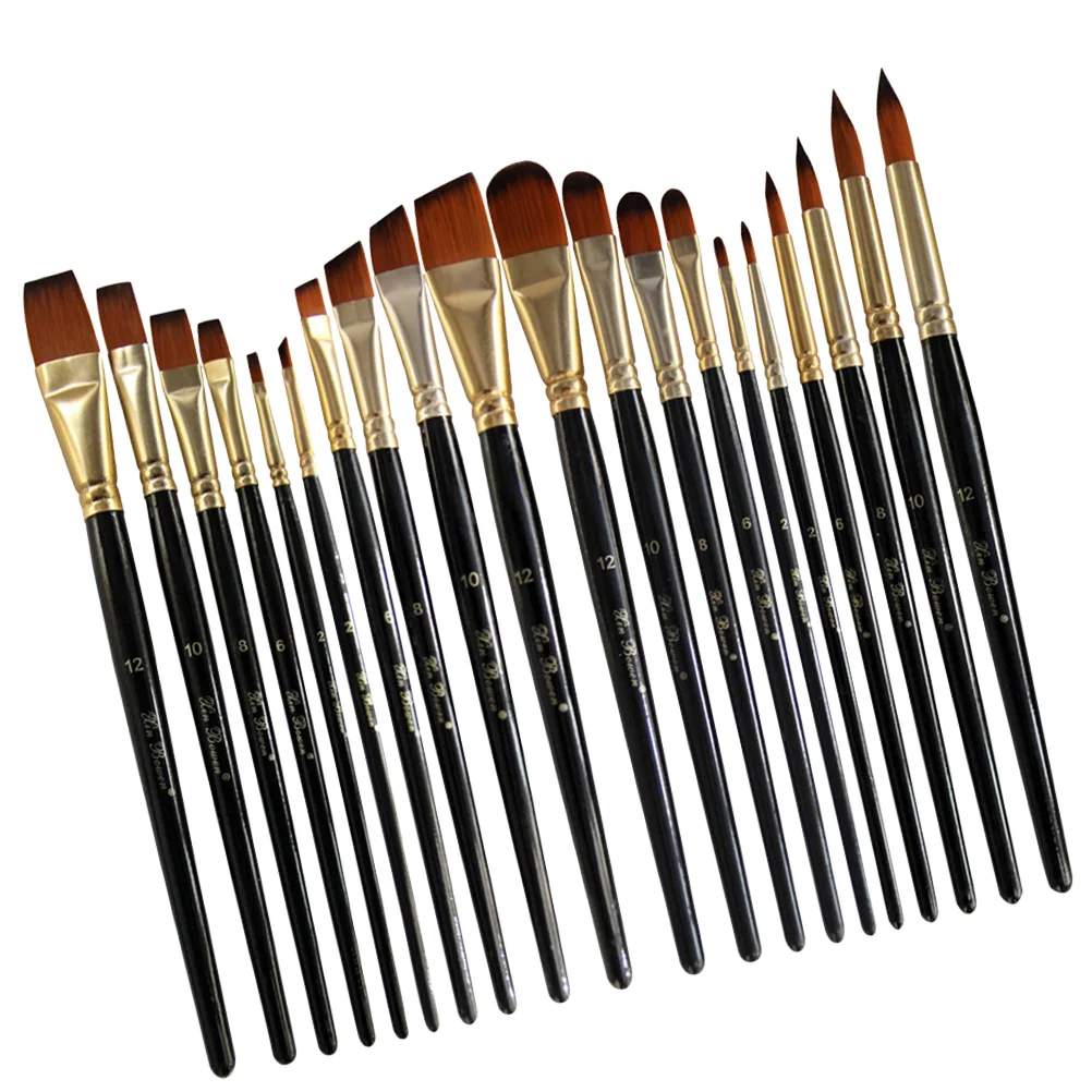 

20Pcs Paint Brush Set Nylon Hair Brushes Art Painting Tool Set for Watercolor Oil Painting Brushes Set(Black)