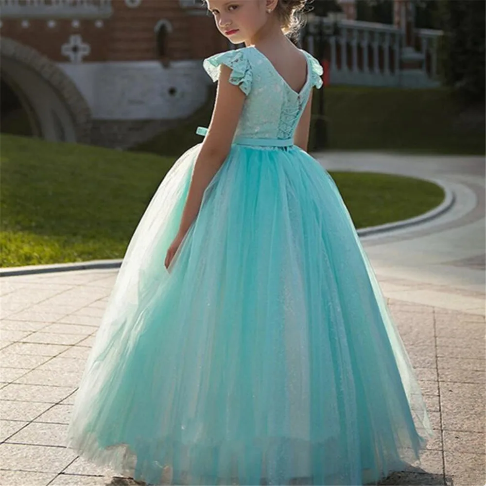 Модные платья для девочек с цветочным рисунком без рукавов пушистые тюлевые