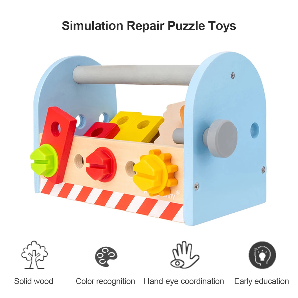 

Electronic Mini Simulated Kits Toys Wooden Repair Simulation Toolsbox Set DIY Early Education Fun Toy for Boy Puzzle