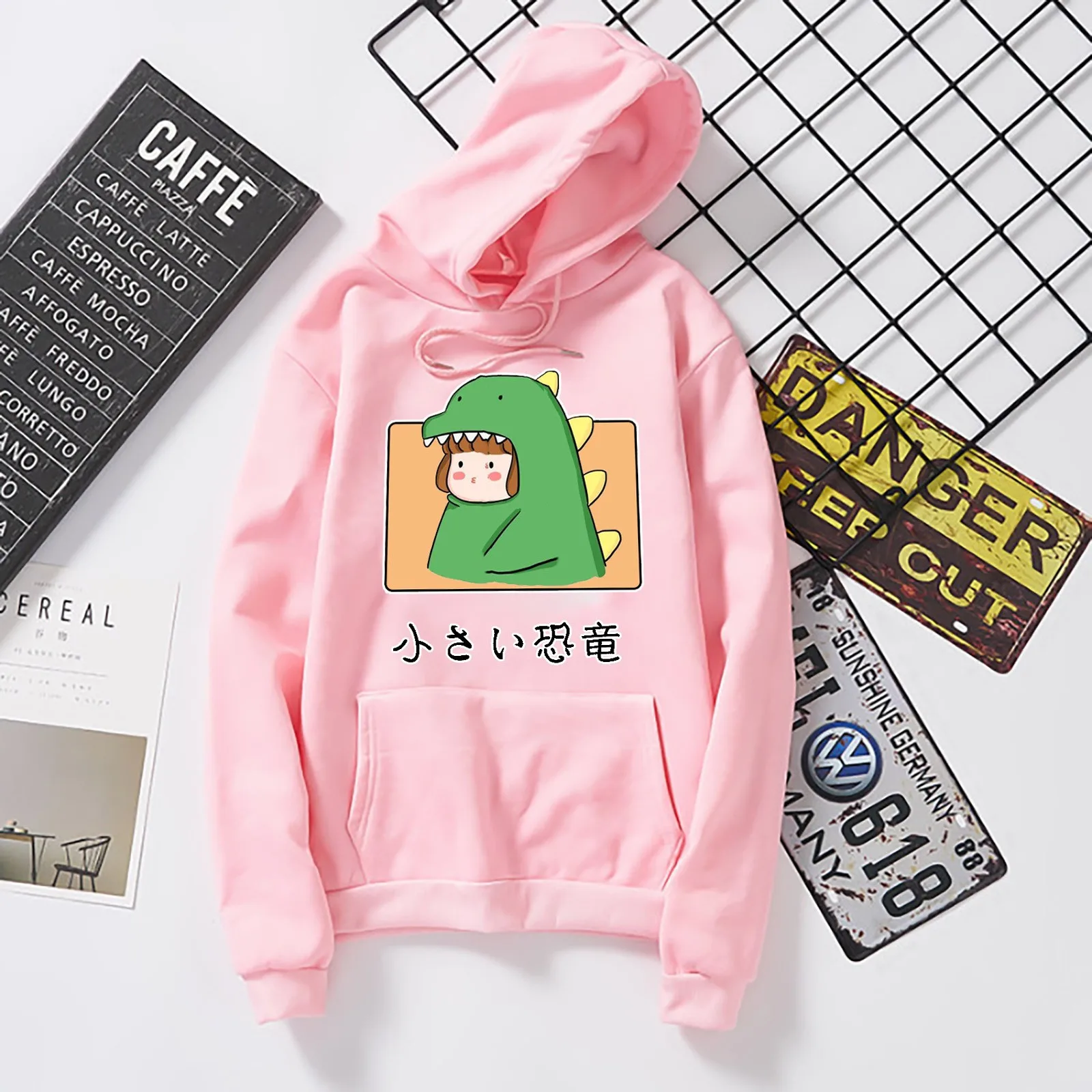 Dinosaur Oversized Cartoon Hoodie Women Fashion Women Sweatshirt Casual Print Korean Style Clothes For Sweatshirt Tops 2021