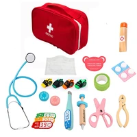15pcs kids doctor kit pretend play doctor set educational toys wooden first aid kit equipment for childrens gift dropshipping