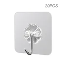 Крючок на дверь пластиковый прозрачный самоклеящийся, 20 шт.