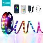 Светодиодная ленсветильник WS2811 с Bluetooth, управление музыкой через приложение, 5050RGB SMD2835, адресная плата IC, цветной шнур, подсветка для комнаты, телевизора, кровати