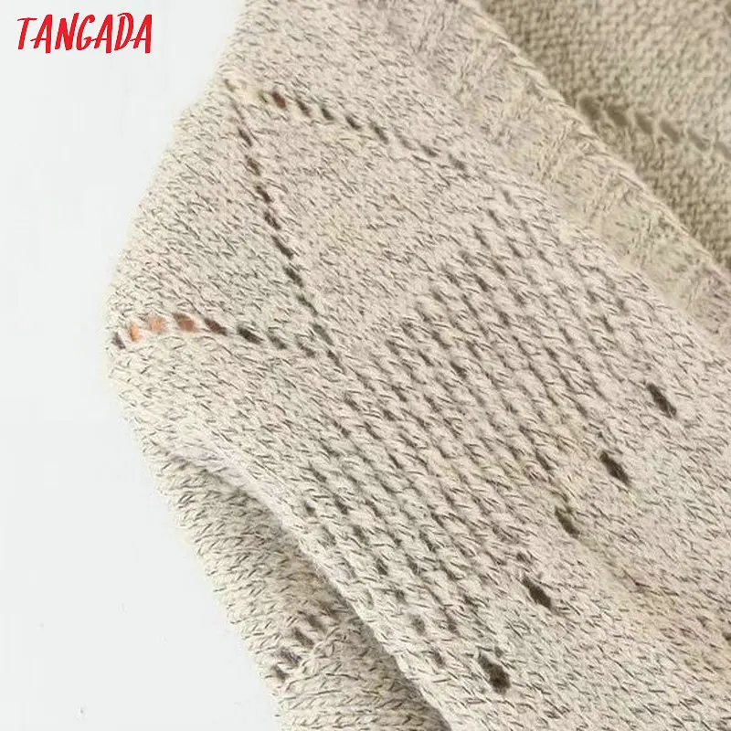 Tangada осень зима женский длинный кардиган с дырками цветочный свитер в Корейском стиле Топ с длинным рукавом Женский вязаный кардиган пальто JNA42