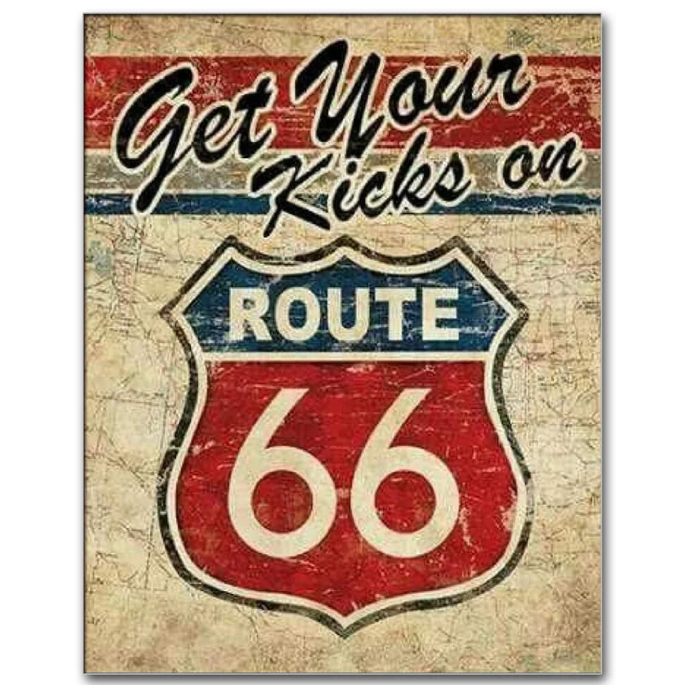 

Квадратная/круглая алмазная живопись 5D, алмазная вышивка своими руками, US Route 66, картина алмазная декоративная мозаика