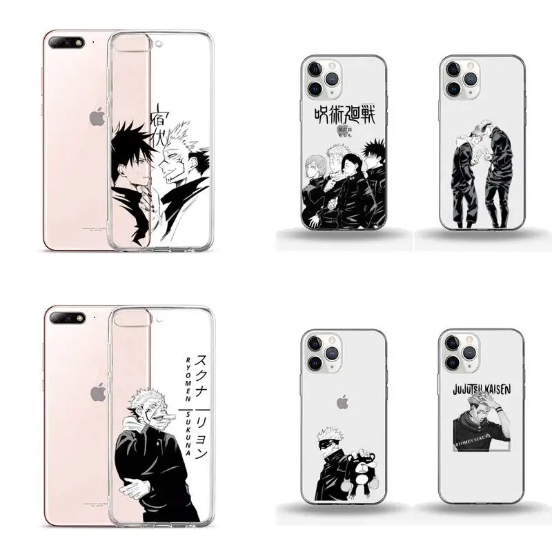 

Anime Cartoon Jujutsu Kaisen horror Phone Case Transparent for iPhone Samsung A S 11 12 6 7 8 9 10 20 Pro X XS Max XR Plus lite