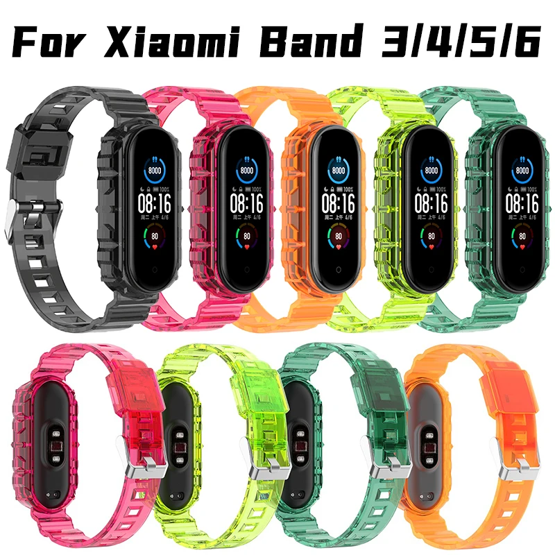 

Силиконовый ремешок для Xiaomi Mi Band 6/5/4/3, прозрачный сменный Браслет, ремешок для часов, аксессуары