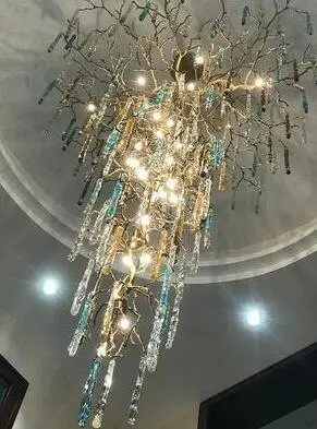 Итальянская вилла гостиная стеклянная медная хрустальная люстра французская