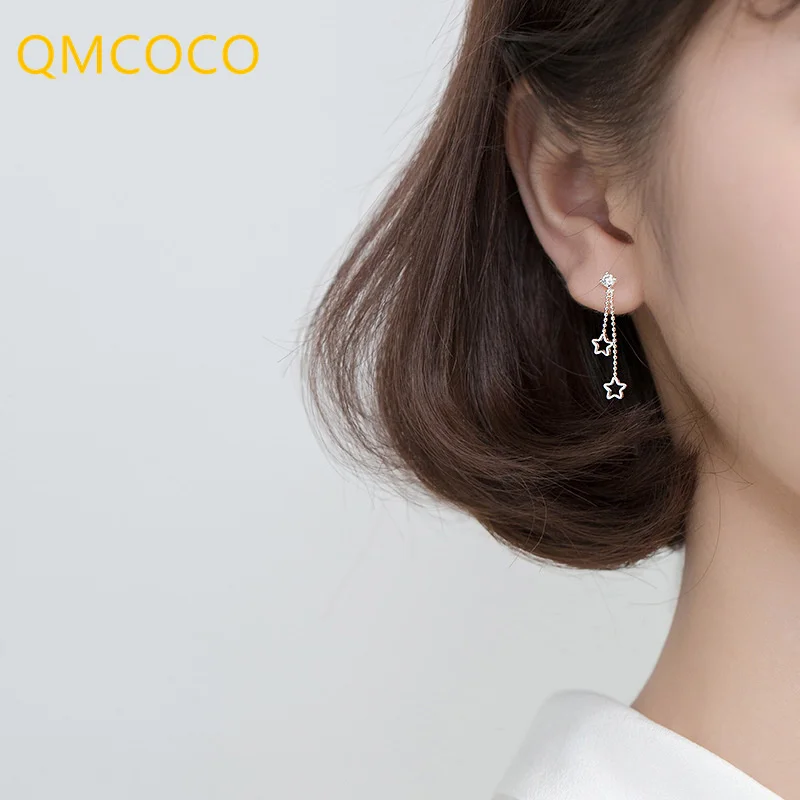 

Женские простые серьги QMCOCO из серебра 925 пробы с вырезами в форме звезды