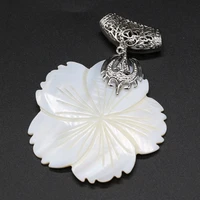 charms natural white shell flower pendant fashion women shell pendant for making diy jewelry necklace party gift 55x55mm