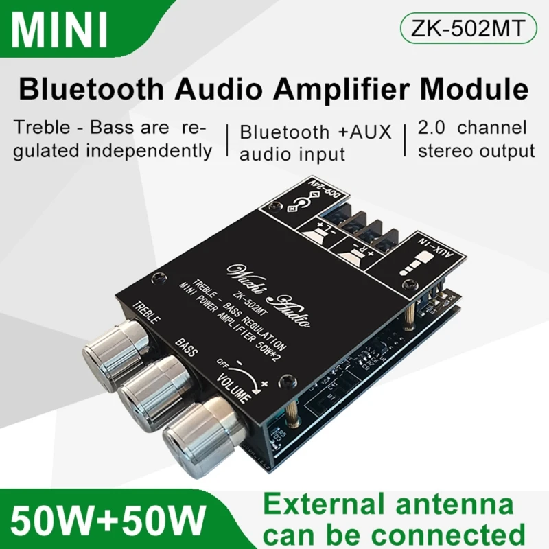 Плата усилителя P82F Bluetooth 5 0 2 каналов плата высокомощного аудио стерео AUX 2*50 Вт
