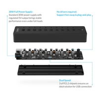 2022 usb 2 0 hub 10 port abs hub with 12v power adapter high speed usb data splitter for laptop computer accessories 1m cable