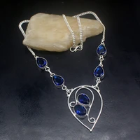 gemstonefactory jewelry big promotion 925 silver amazing shiny blue topaz ladies women chain necklace 46m 202101730