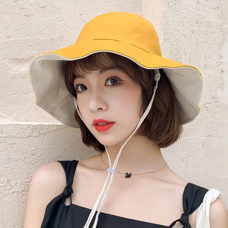 

Double-side Fisherman Hat Korean Version Joker Sunshade Sunblock Web Celebrity Fashion Lovely Hat Female Tide Bucket Hat