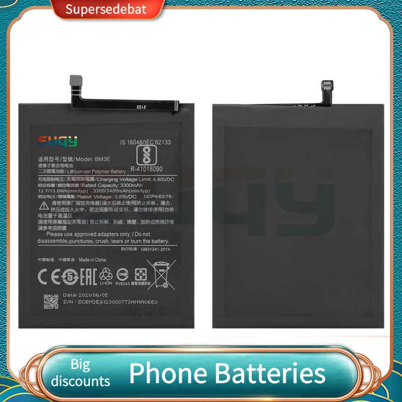 

Аккумулятор для MI 8, аккумулятор 3400 мАч BM3E для телефона xiaomi MI 8, Сменный аккумулятор для xiaomi MI 8