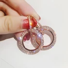 Rinhoo модные роскошные серьга-кольцо со стразами для женщин Femme Блестящий геометрические Полые Круглые Серьги Свадебная вечеринка ювелирные изделия
