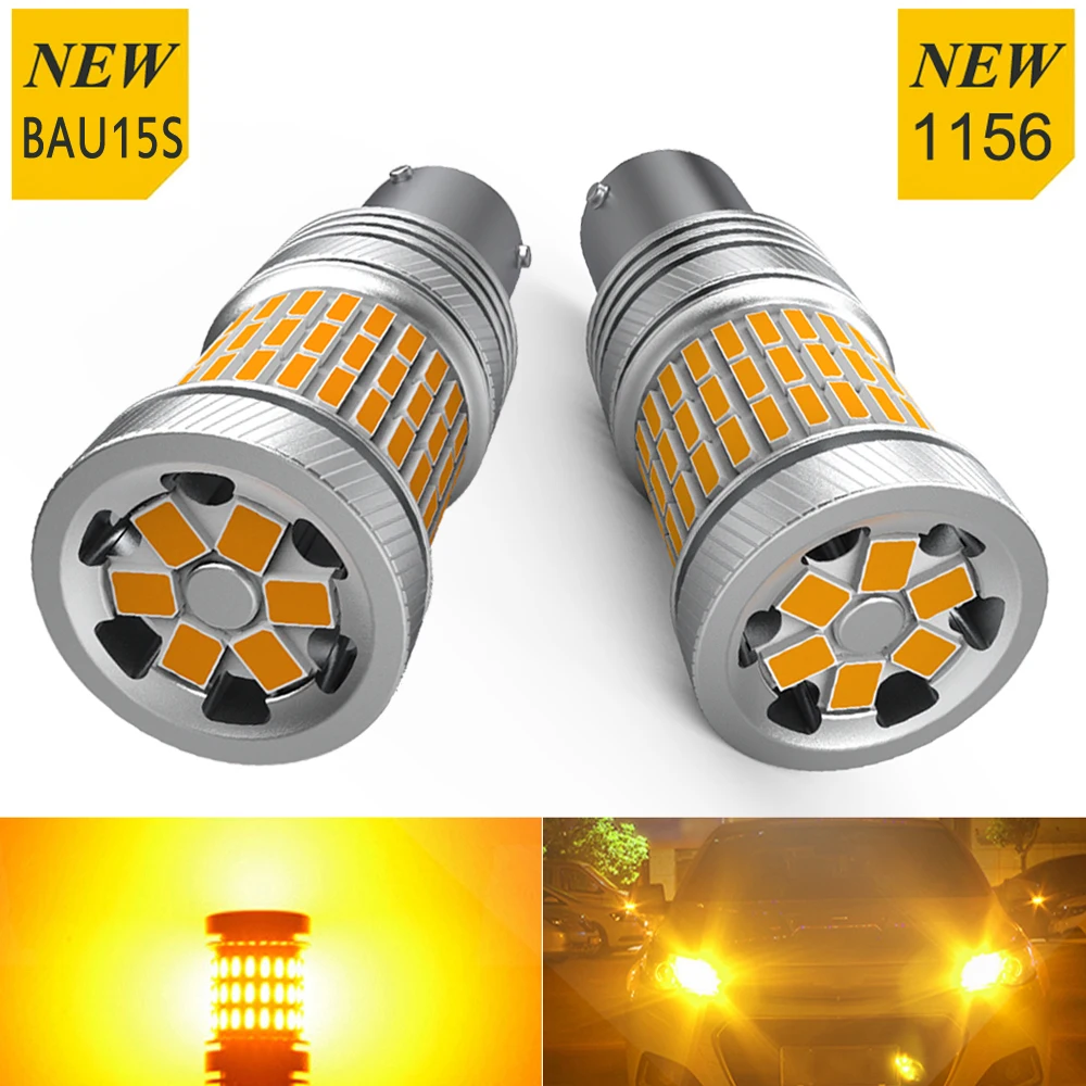 

2X новый нет ошибок нет Hyper Flash Автомобильная Поворотная сигнальная лампа фары 1156 S25 BAU15S PY21W T20 7440 WY21W W21W Светодиодный лампочки Canbus Янтарный 12V