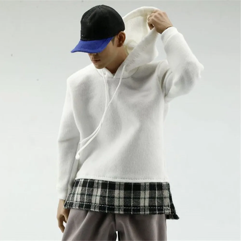 

1/6 Scale Hooded Sweatshirt Male Clothes Accessory Soldiers Fake Two Pieces Sweater White Colors for 12" Figure