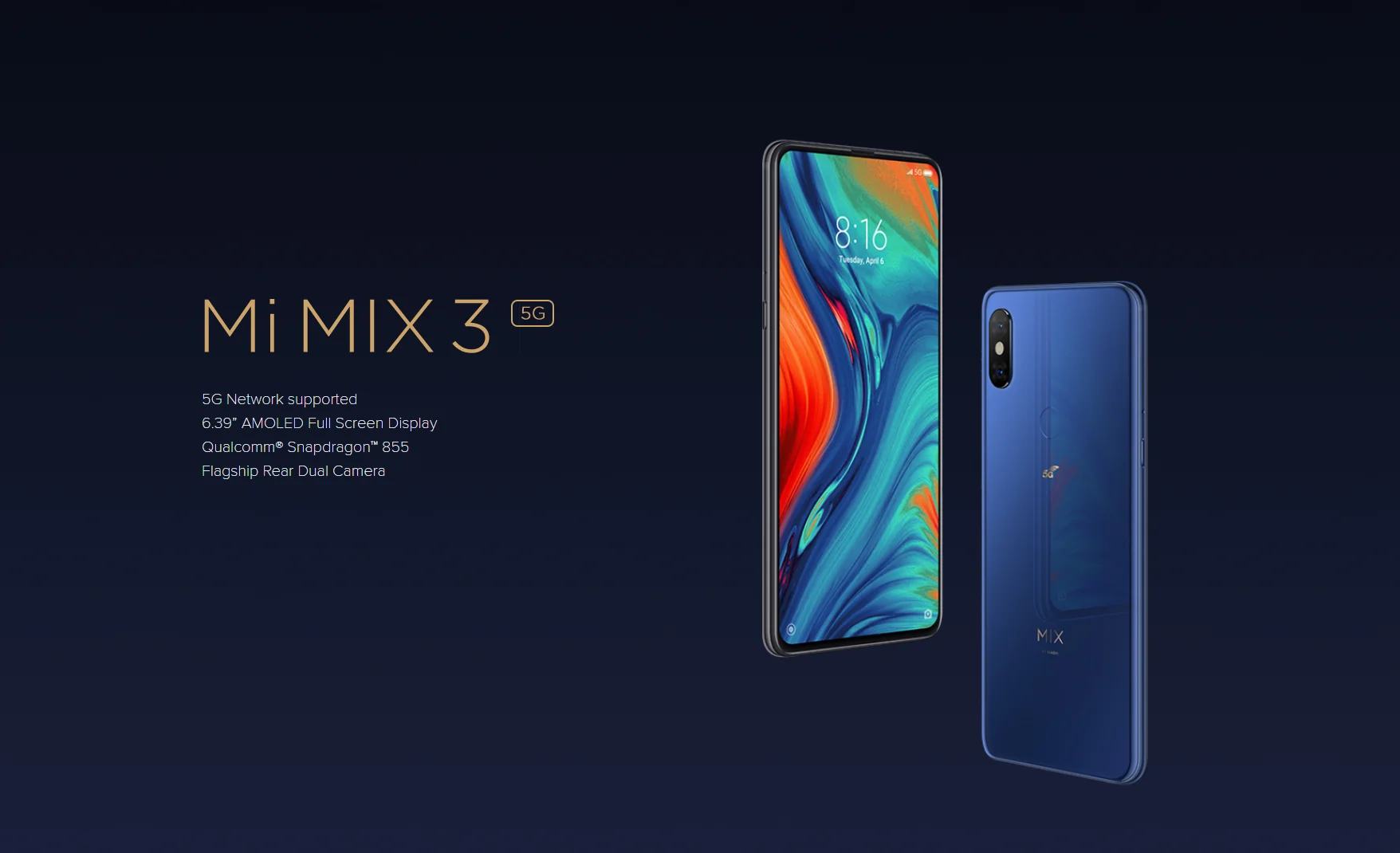 Xiaomi-smartphone Mi Mix3 5G, Original, Global, Red 5G, compatible con pantalla completa AMOLED de 6,39 ", Chip Snapdragon 855-0