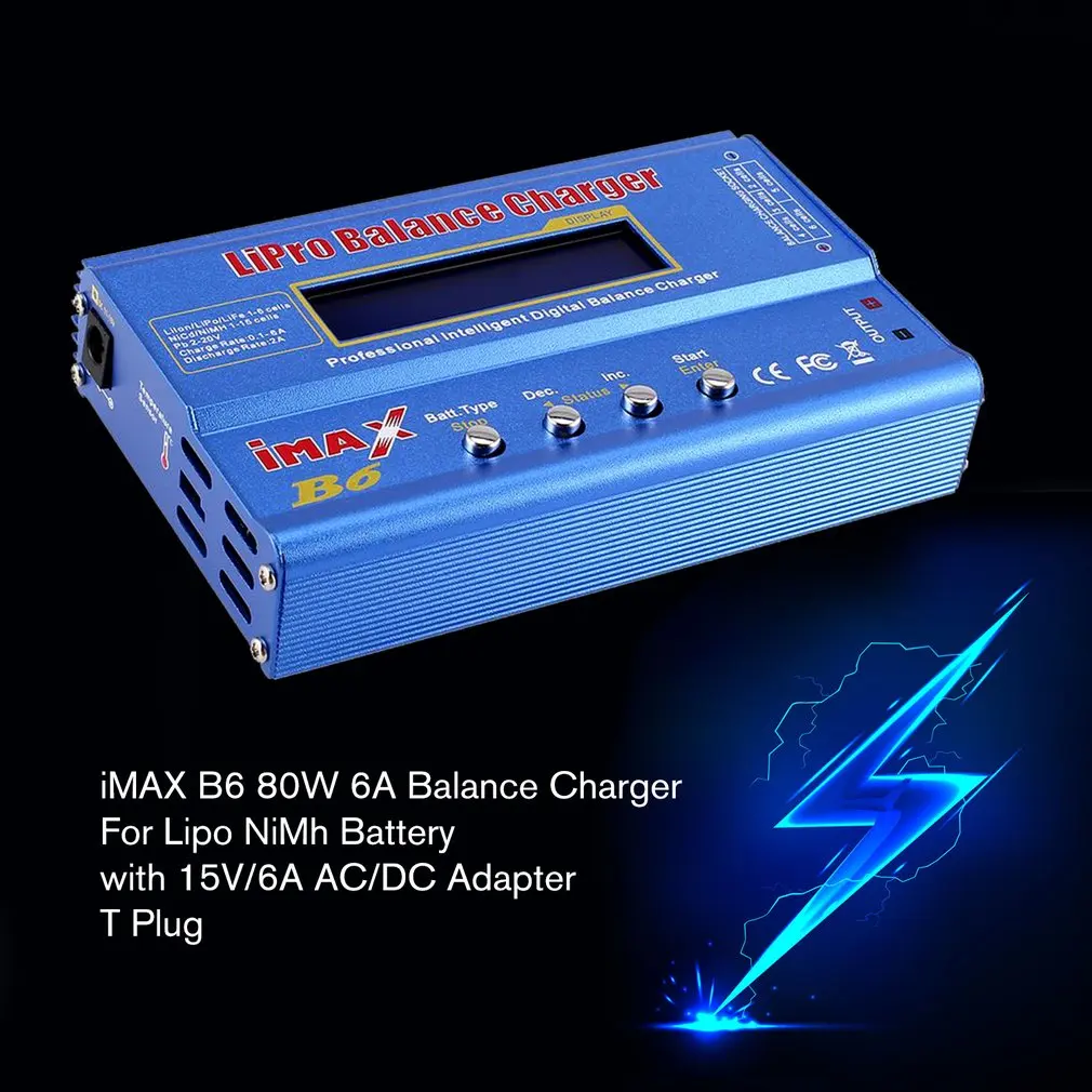 

iMAX B6 80W 6A Lipo NiMh Li-ion Ni-Cd RC Balance Charger 10W 2A Discharger with 15V/6A AC/DC Adapter for RC Model Battery