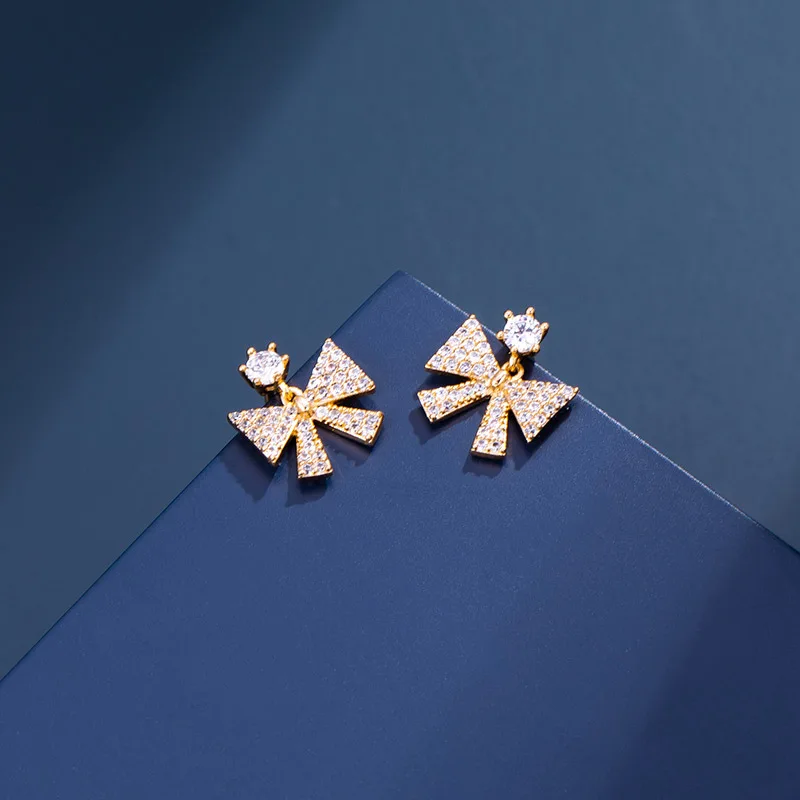 

18K Gold Stud Earring for Women Classic Bowknot Earrings for Wedding Engagement Fine Jewelry Earrings Female boucle d'oreille