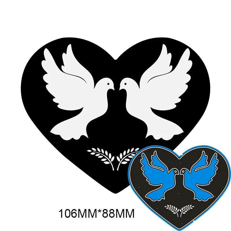 

New Metal Cutting Dies Heart Frame Love Birds Stencils For DIY Scrapbooking Paper Cards Craft Making Craft Decoration 106*88mm