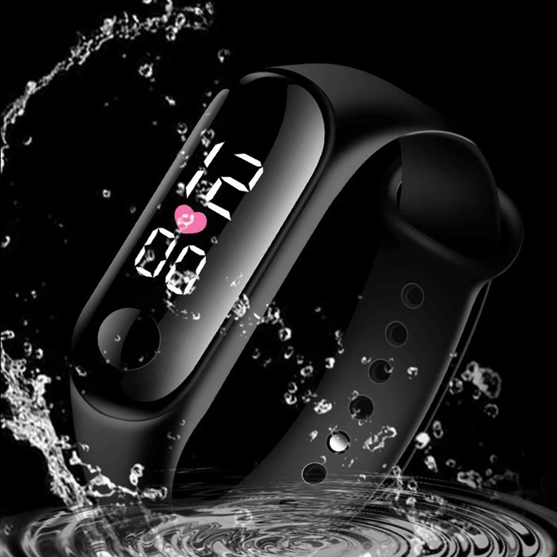 

Часы наручные женские кварцевые с силиконовым браслетом и цифровым дисплеем