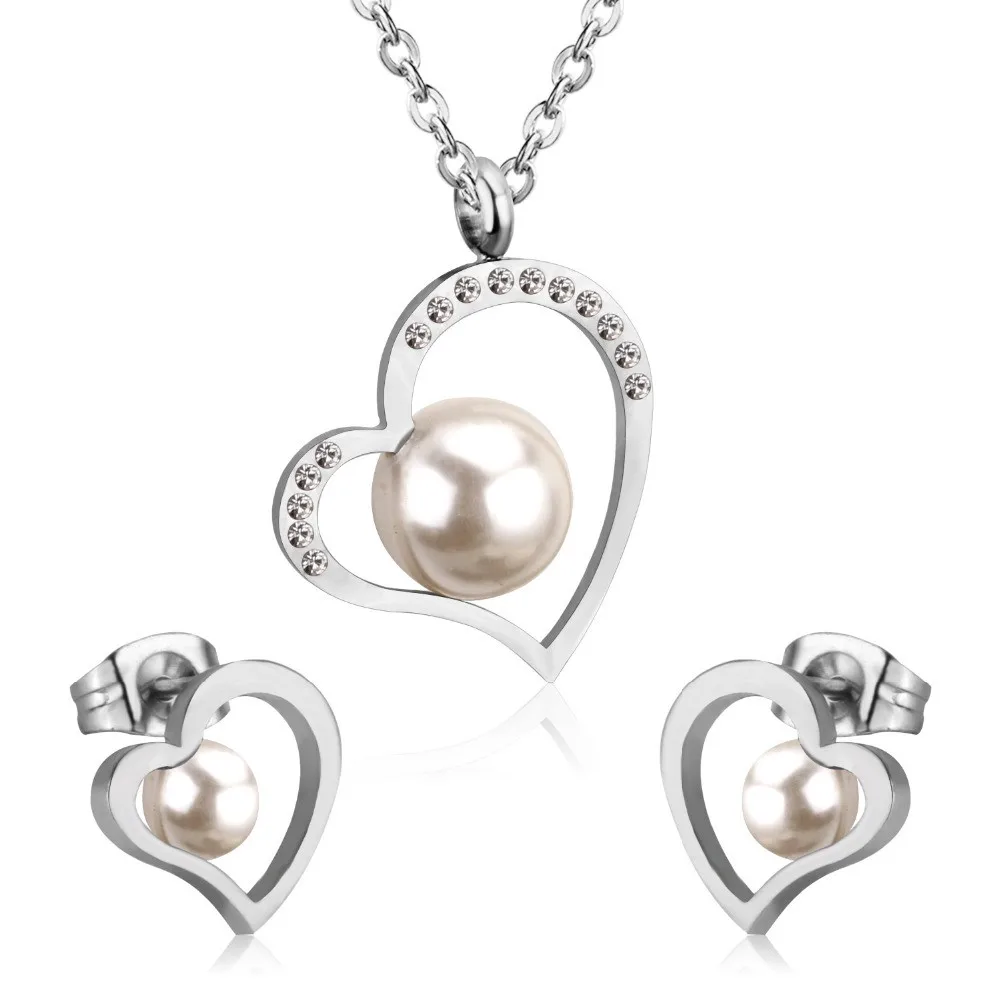 Роскошные романтические стальные наборы лента искусственный жемчуг сердце