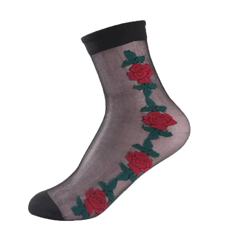 5 pairs/lot New style Quality Spring autumn embroidered socks women short Ultra-thin breathable socks
