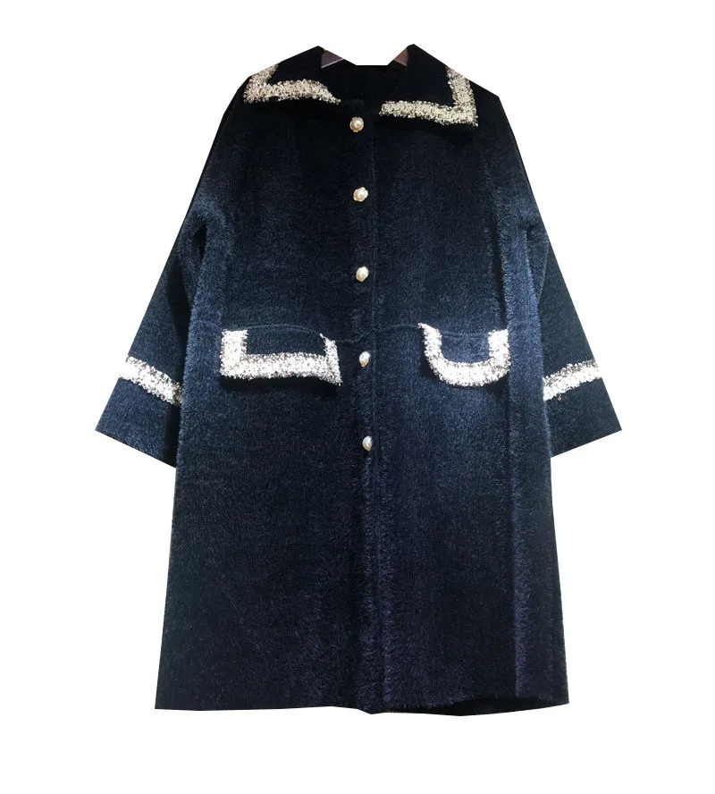 

Mink Cashmere Sweater Women Long Cardigan Coat Autumn Winter Fashion Single Breasted Thick Warm Knitting Sweaters Coat Female