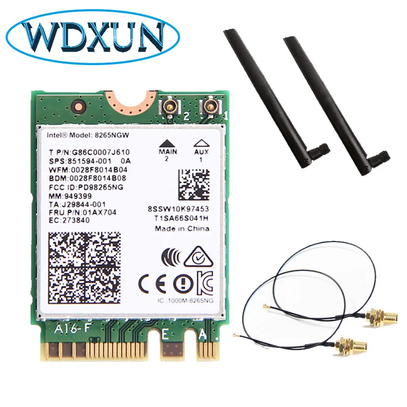 Двухдиапазонная Wlan-карта для Intel 8265NGW Wireless-AC 8265 NGFF 802.11ac 867 Мбит/с 2x2 MU-MIMO WIFI BT 4 2 4G/5