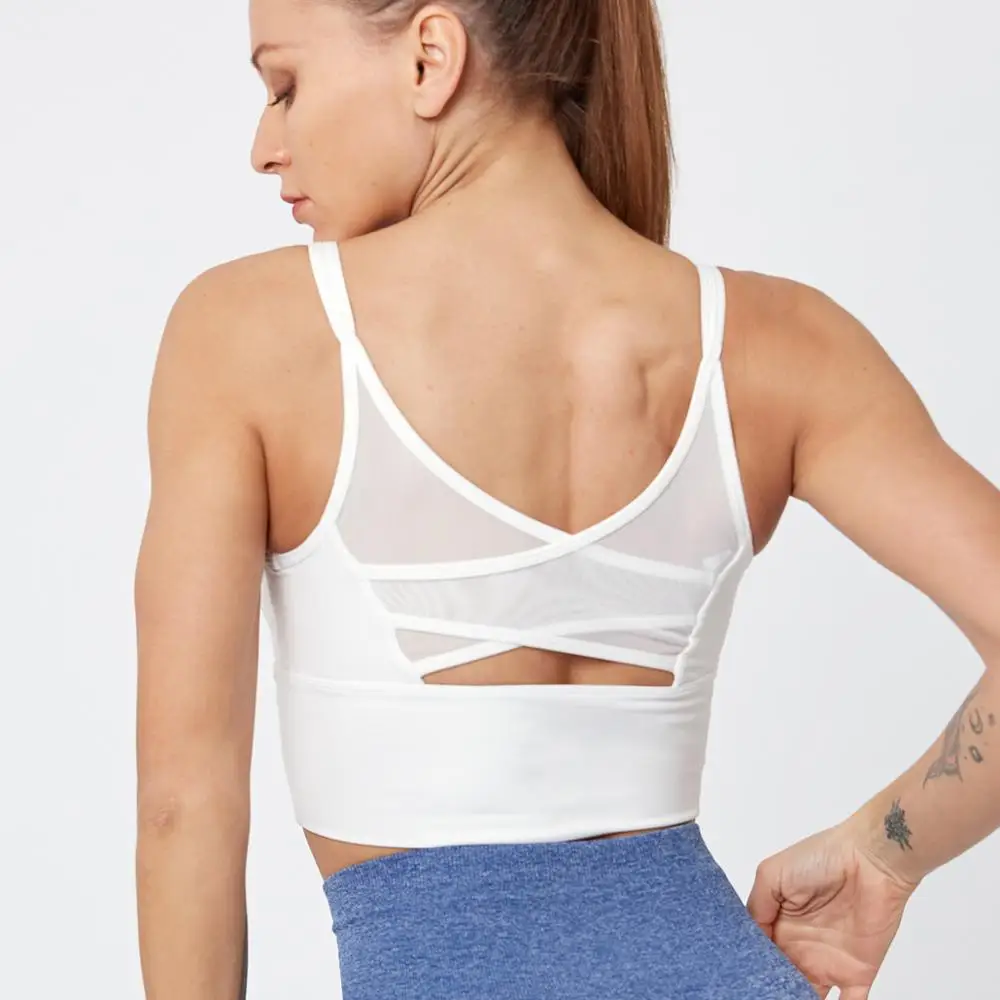 Сетка со скрещиванием сзади топы с ремешками бесшовный спортивный бюстгальтер