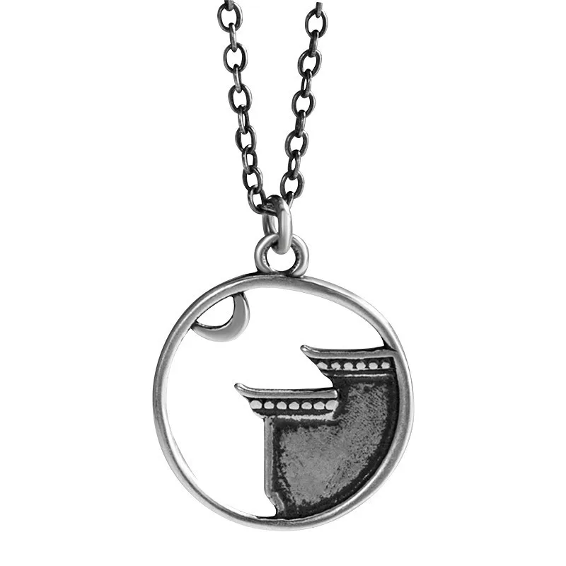 Женское колье с подвеской в виде Луны из серебра 100% пробы|Ожерелья| |