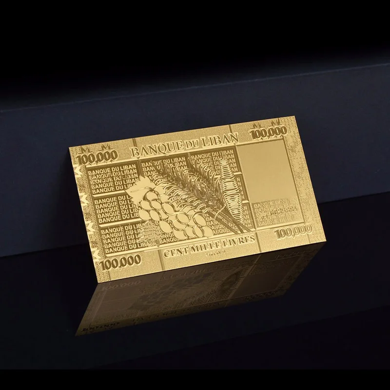 WR Золотая фольга бумага для банкнот фунт либана 100000 с Cos Frame Money World коллекция
