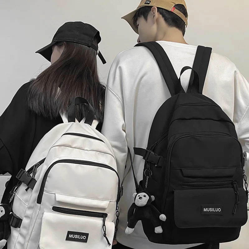 

Рюкзак для младшей и старшей школы, однотонный вместительный мужской рюкзак для компьютера, студенческий портфель для колледжа