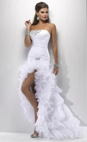 vestido de novia 2018 new design custom sexy short front long back white bridal gown elegant ruffles chiffon bridesmaid dresses