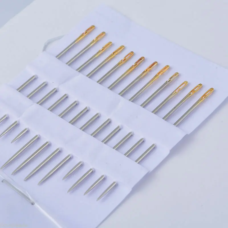 

12 stainless steel needles for household sewing machines, gold tail needles mixed kit package sewing accessories